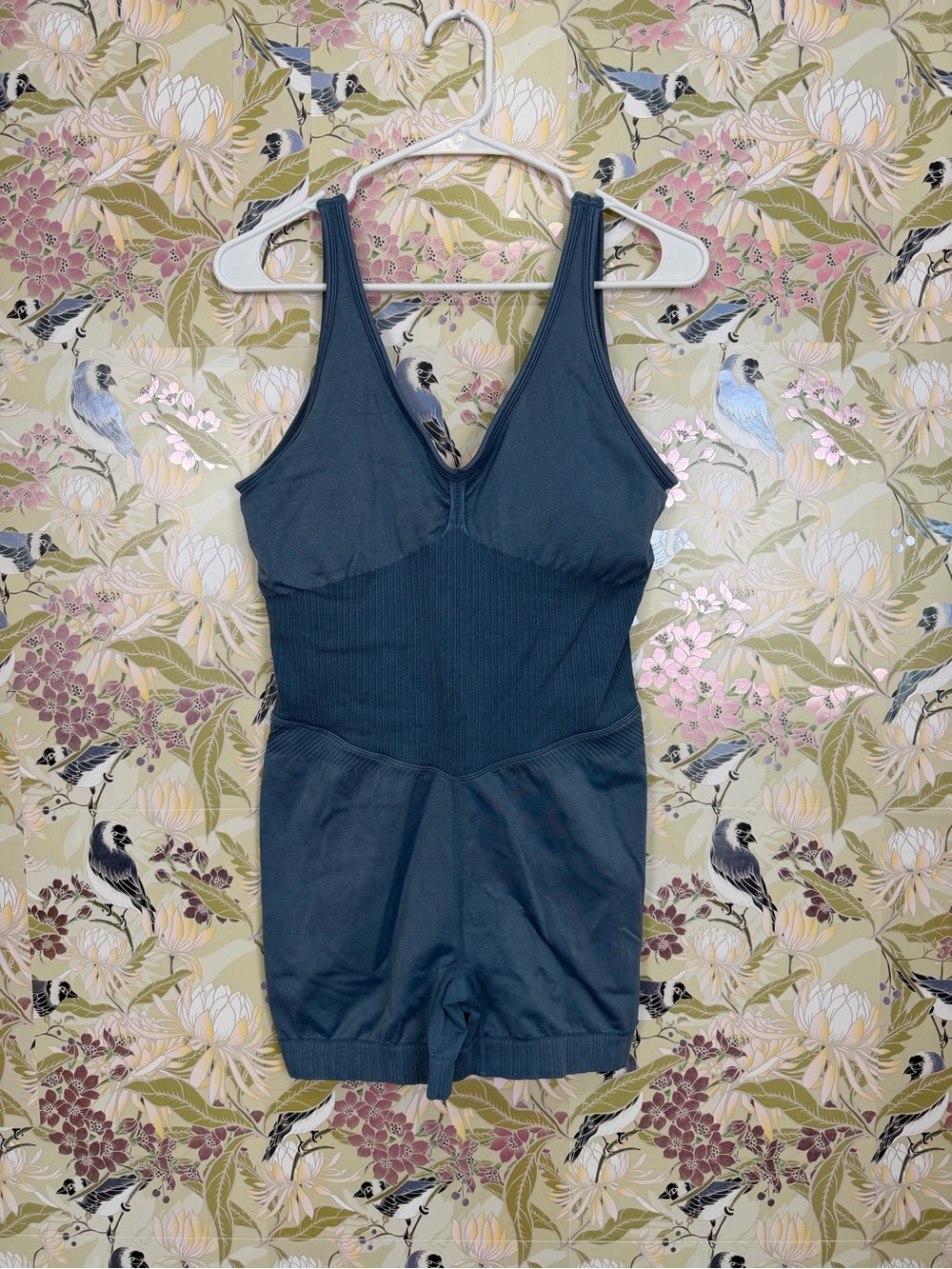 JoyLab Slate Blue Ribbed Sculpting One-Piece